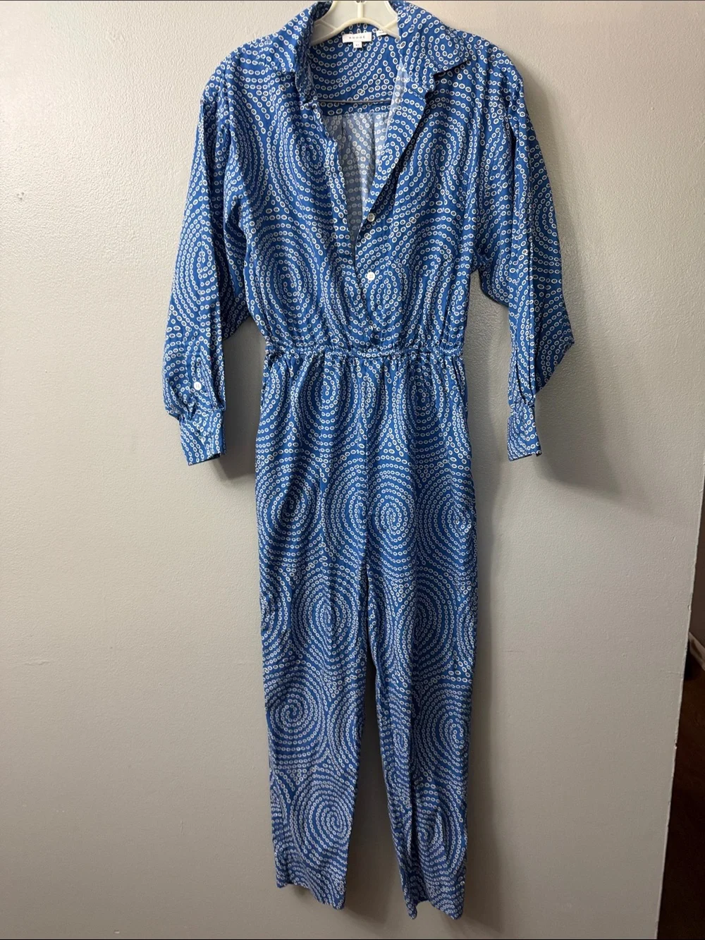 Rhode Women's Blue and White belted pouch Jumpsuit Size XS